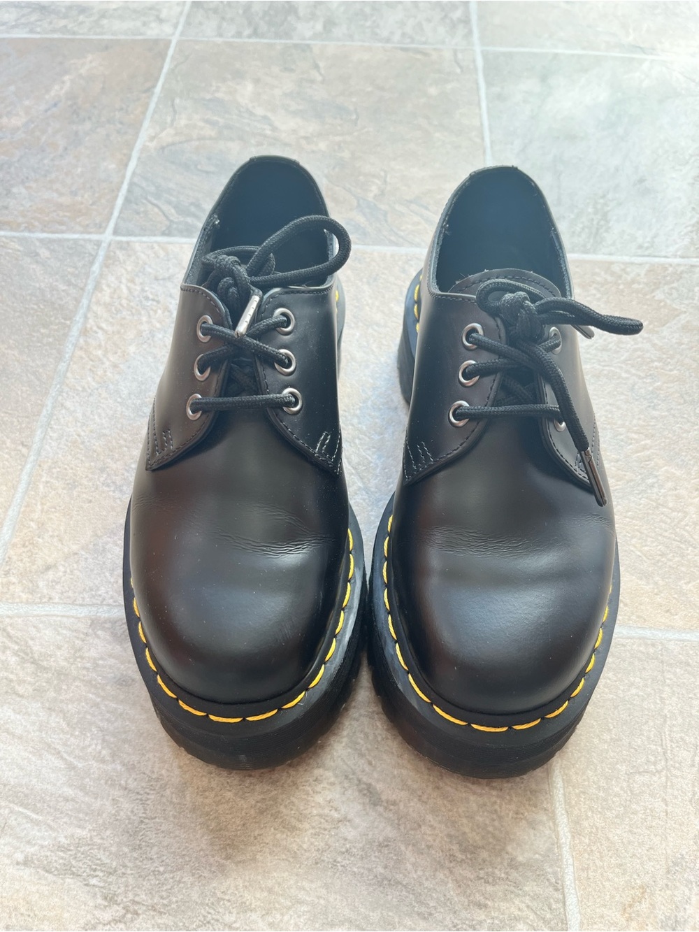 Dr. Martens Black Leather Platform Oxfords